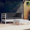 3-piece Garden Set with Anthracite Cushions Pine Wood