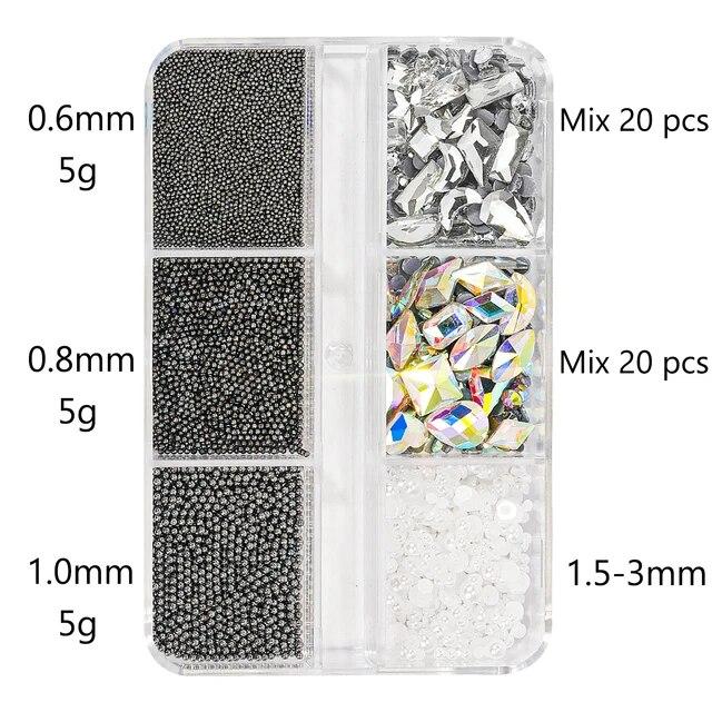 

0,6 ~ 1,0 мм 3D стальные крошечные украшения для дизайна ногтей цвета: золотистый, серебряный стальной шарик с плоской задней частью в форме сверла икры бусины DIY аксессуары для ногтей красный
