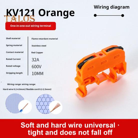 10Pcs KV121 Push-in Quick Terminal Block Din Rail Connector Universal Compact Fast Electrical Connector Stable Equipment Operation Terminal Block