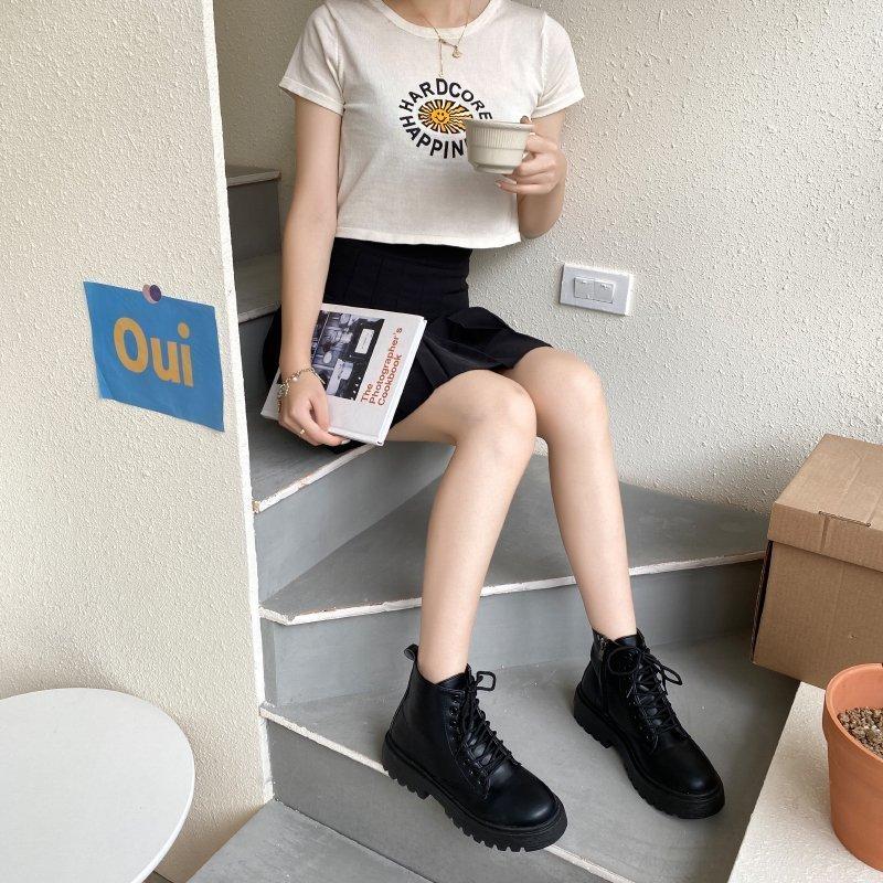 2025 Thin Shoes Tide Martin Boots Women Spring and Autumn New Black Single Boots Thin Short Boots