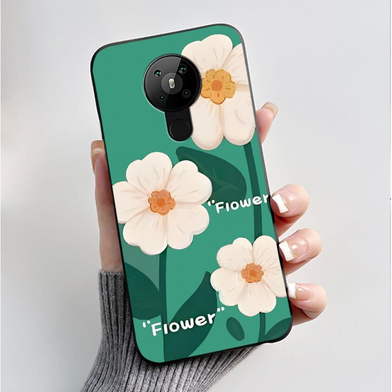 Printing Pattern Case For Nokia 5.3/Nokia 5.4/Nokia 3.4 Coque Soft Silicone Black Shell Cover Cute Flower Cartoon Casing Fundas
