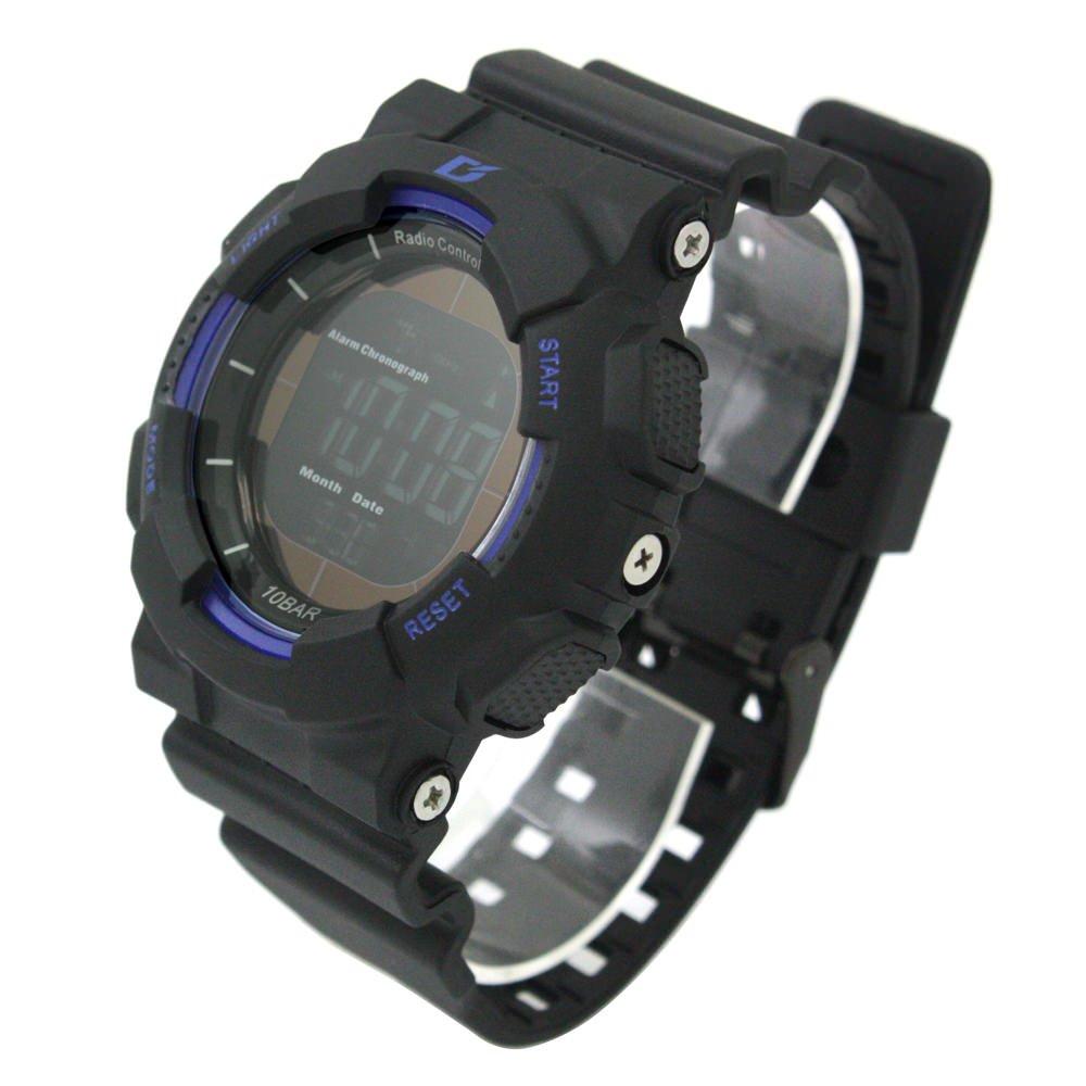 Arias ADWW15039RCSOL1 Men's Radio-Controlled Solar Digital Watch with Dash Function, Waterproof, Multi-Function, Backlight, Inverted LCD Display,