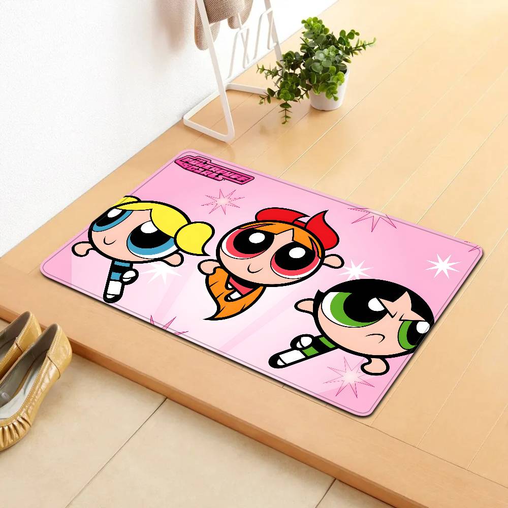 Cartoon P-Powerpuff G-Girl Niedliche Fußmatte INS Stil Weicher Schlafzimmerboden Haus Waschküchenmatte Rutschfeste Haushalts Teppiche