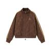 American Style Striped PU Leather Jacket Men Women Vintage Casual Stand Collar Coat