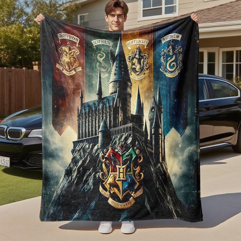1pc Hogwarts Slytherin Ravenclaw Outdoor Flannel Throw Blanket All Season Soft Warmth,Home Decor 1031089