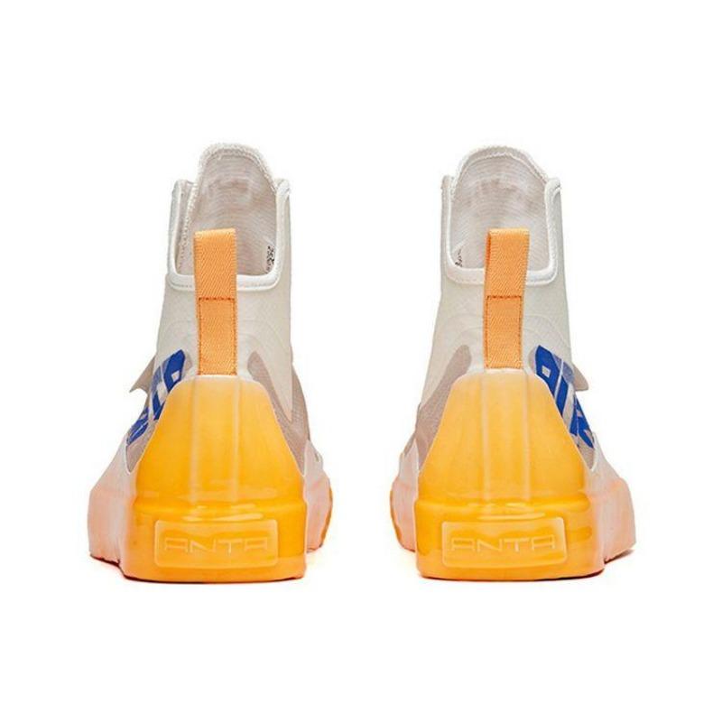 Anta high-top canvas shoes white orange non-slip durable 112028656-4