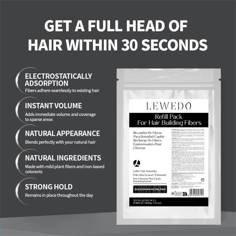 100g Queda de Cabelo Construção Fibras Capilares Misturador Camuflagem Modelagem Fibra Pós Capilares Raleamento Queratina Extensão de Cílios Preto