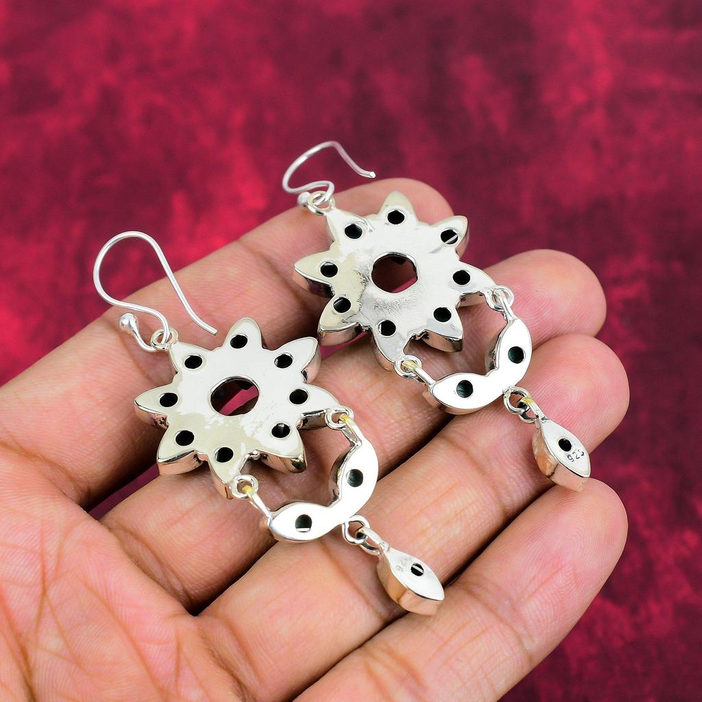 Brincos de Malaquita, Joias de Prata de Lei 925, Presente Para Mulheres Brincos Feitos à Mão Joias de Pedras Preciosas