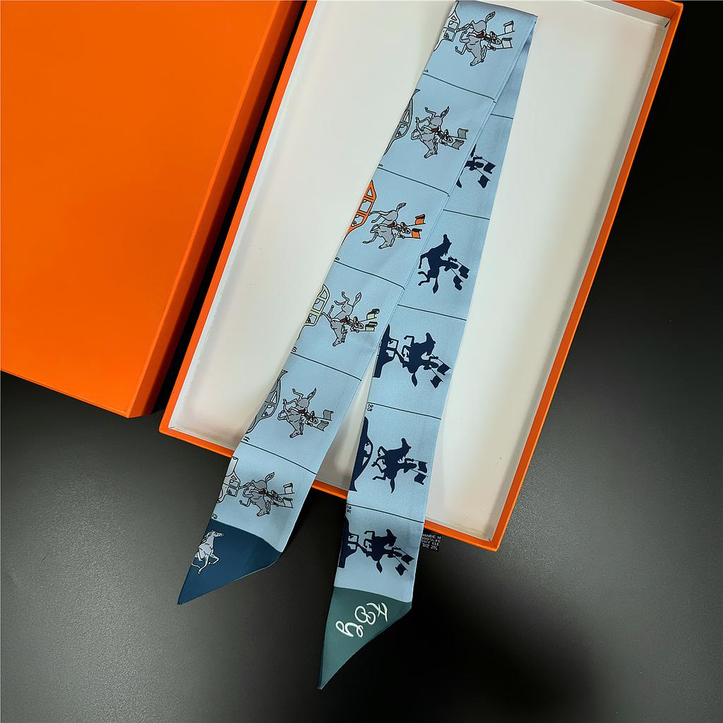 Gorgeous Saddle Twill Silk Scarf Women Fashion Scarf Luxury Skinny Bag Scarves Brand Design Foulard  Neckerchief Hair Headband