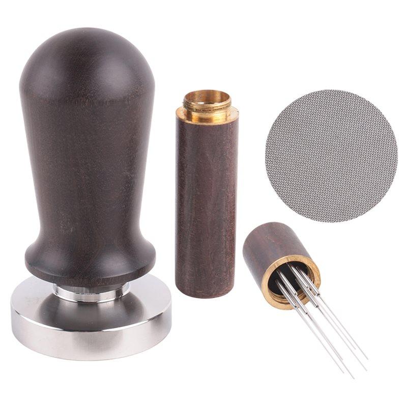Practical-51Mm Espresso Coffee Tamper&Stirrer Set-Wooden-Handle Spring-Loaded Calibrated Tamper With Premium Stainless Steel Bas