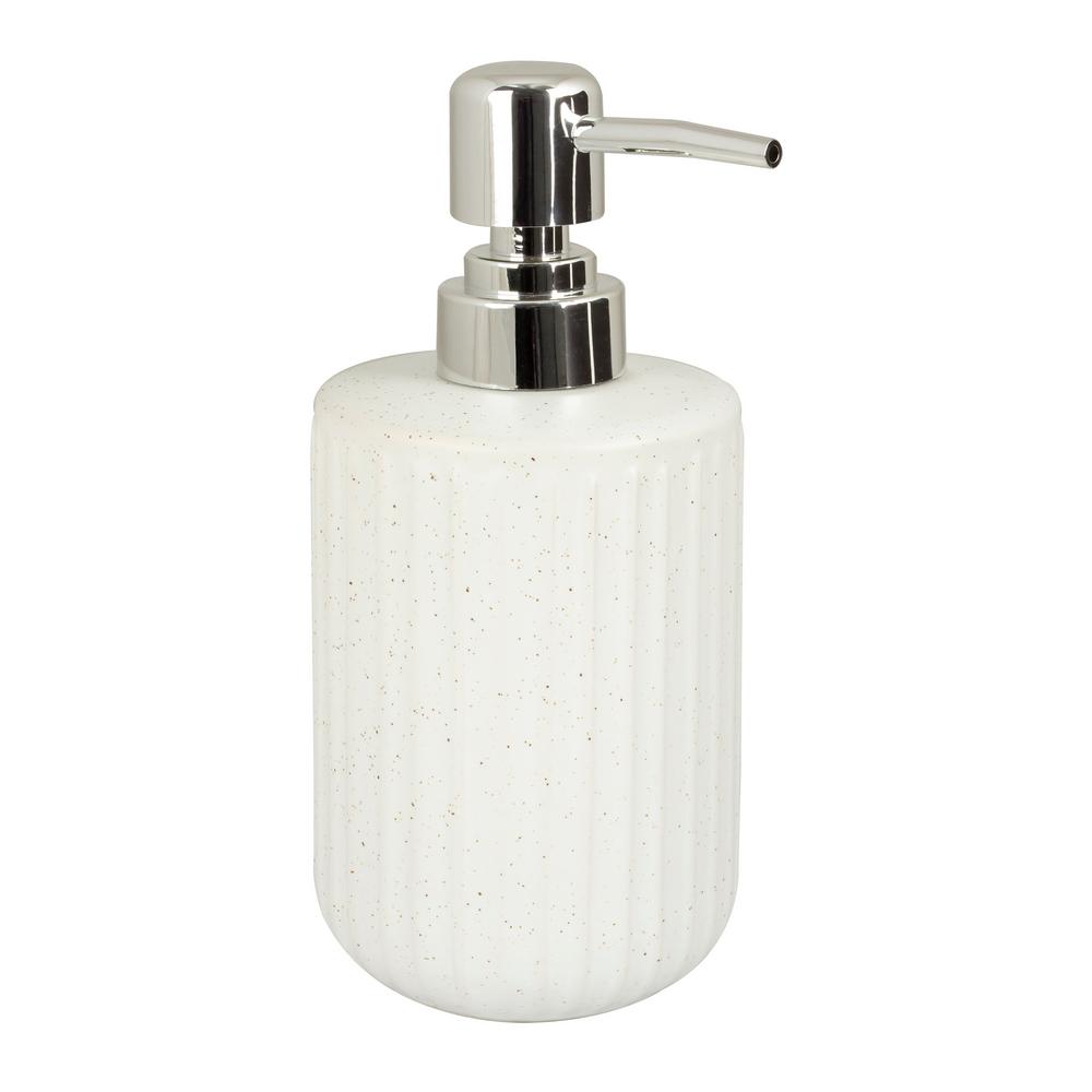 Liquid Soap Dispenser 400 Ml White Silver Ceramic with India Pump