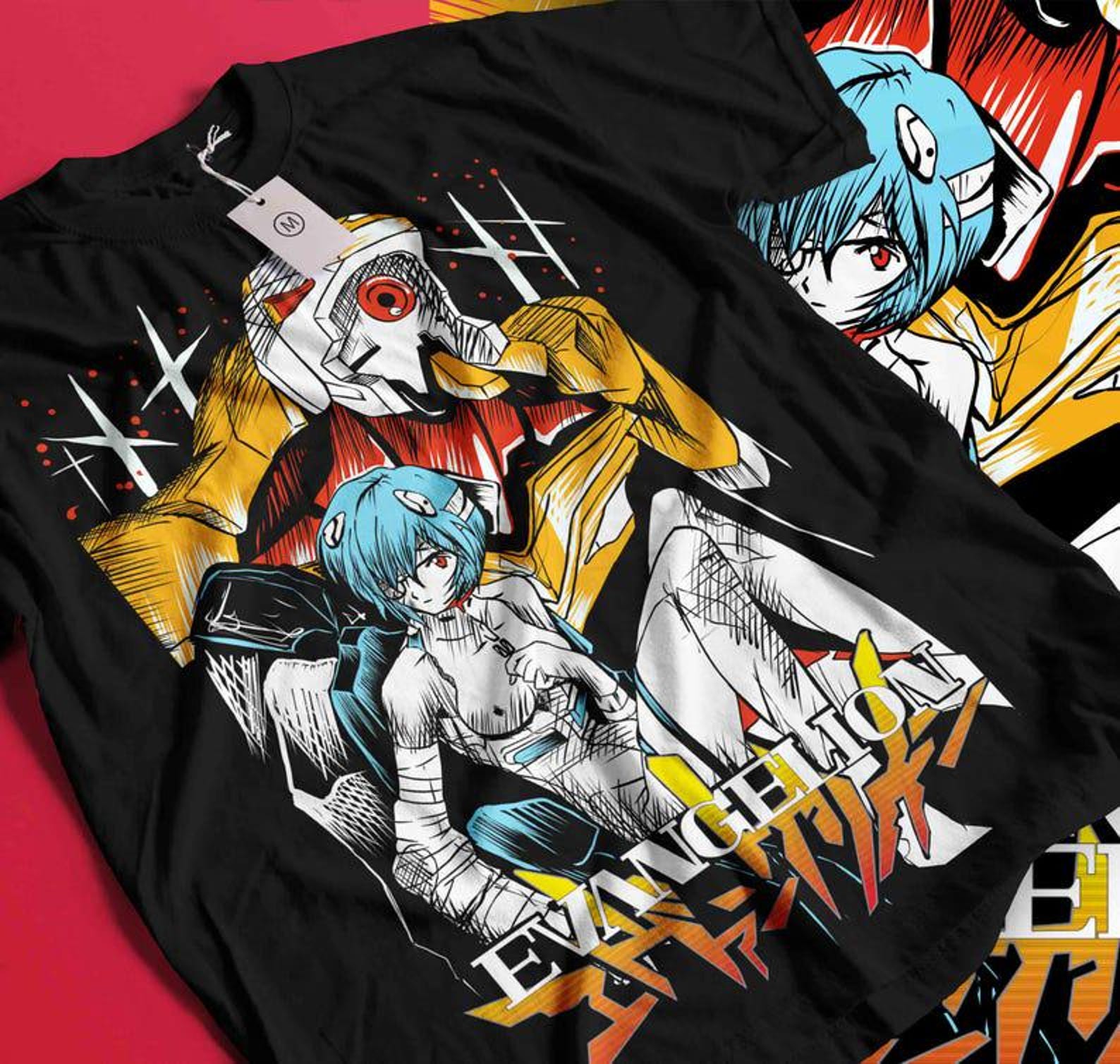 Rei Ayanami and Asuka Langley Soryu T-Shirt neon genesis evangelion anime T-Shirt S