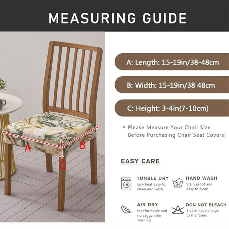 Flowers Printed Dining Chair Seat Cover Stretch Spandex Chair Covers Elastic Chair Slipcovers for Home Banquet Office Hotel