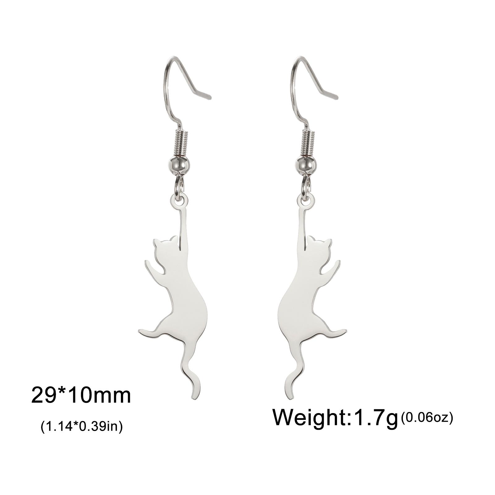Jumping Cat Swinging Earrings Women s Stainless Steel Long tassel Earrings Fashion Earrings Cute Animal Jewelry Gifts