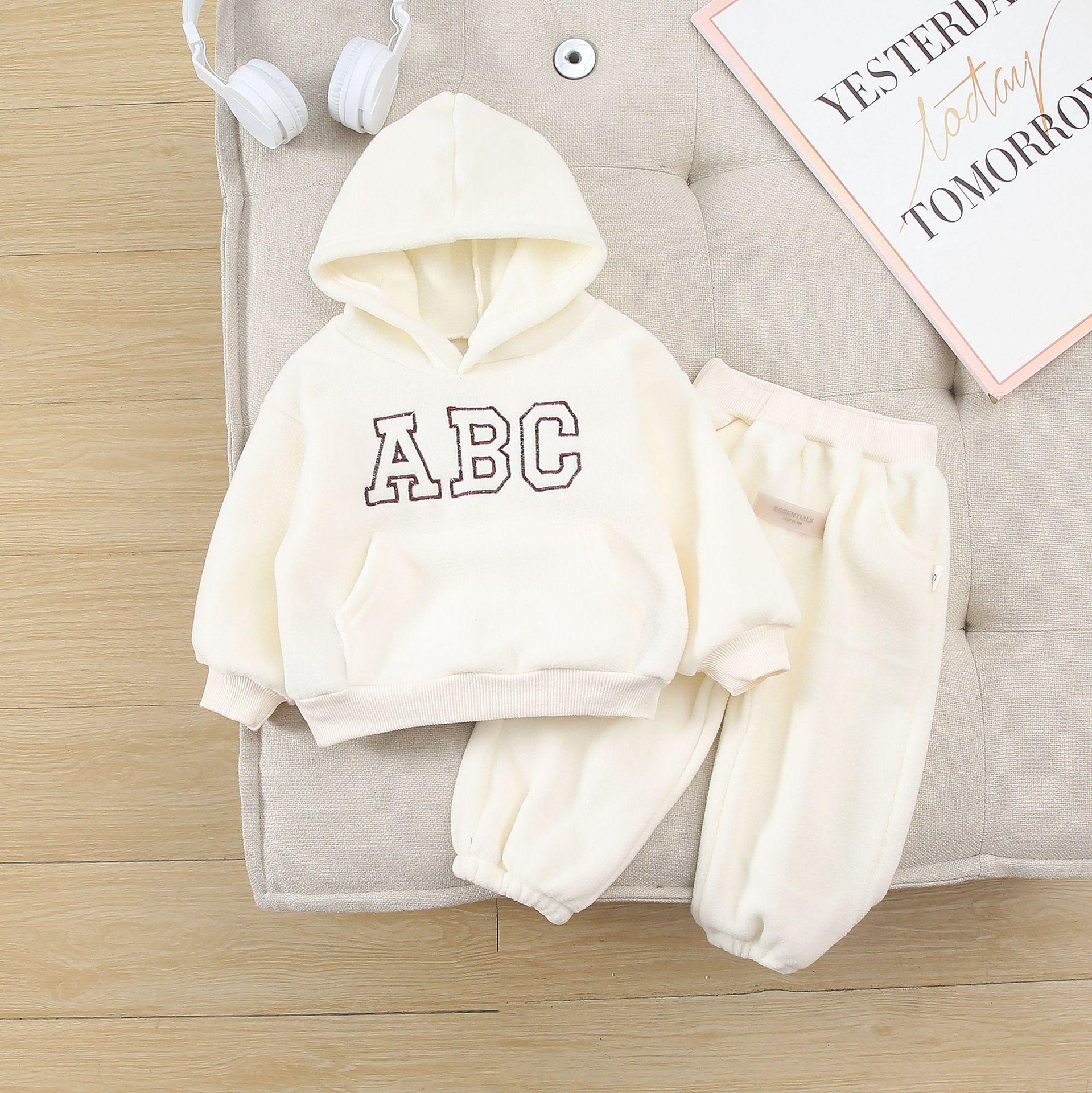 

Комплект дитячого одягу з капюшоном для хлопчика дівчинки Худі+Штани 2шт Немовля Малюк Дитина Теплий Фліс Домашній Костюм Зима Весна Дитячий Одяг 1-10Р 110