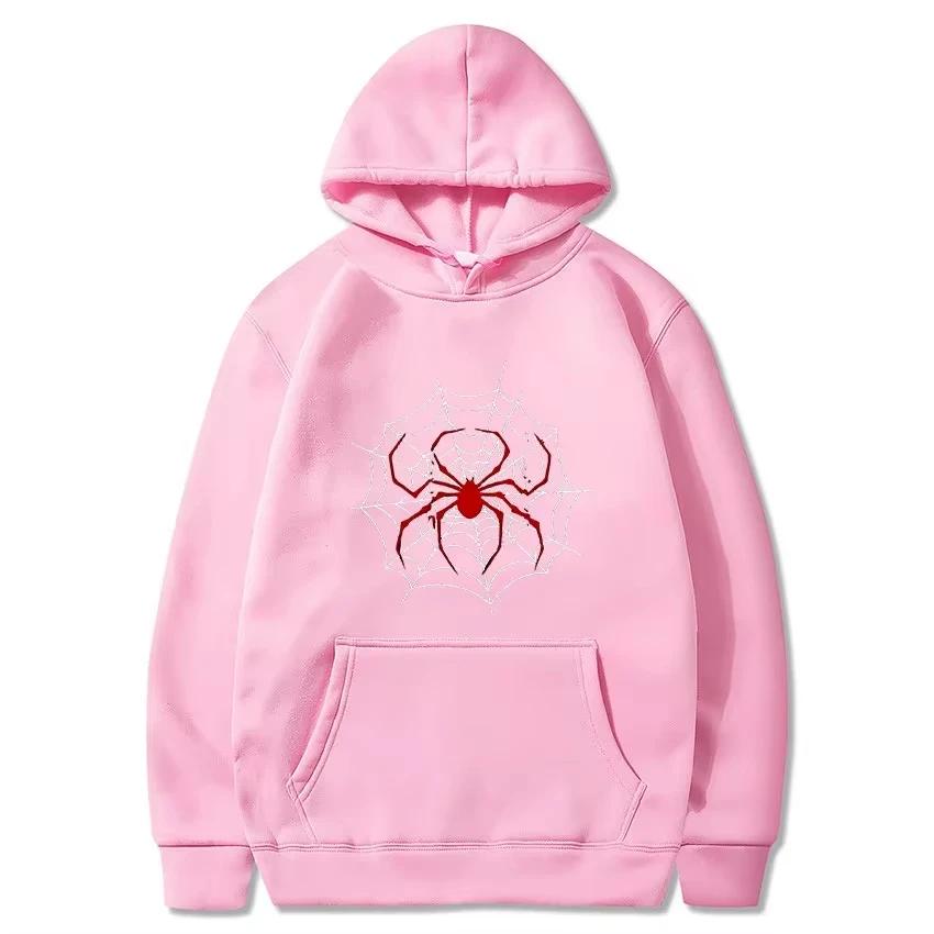 Red Spider Print Hoodie Men's Autumn and Winter Street Fashion Daily Versatile Hoodie Loose Hooded Sweatshirt Fashion