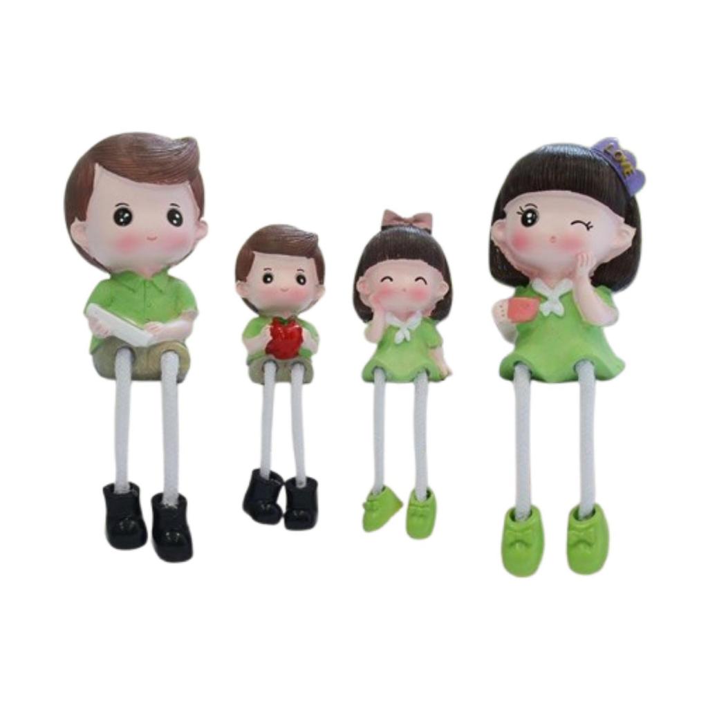 4x Hanging Feet Doll Statues Family Sculpture Miniature Trendy Cute Doll Ornaments for Festive Desktop Party Decoration Gifts