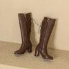Women's High-heeled Boots Are Fashionable European and American Style Solid Color Solid Color Versatile Large Size Medium Boots