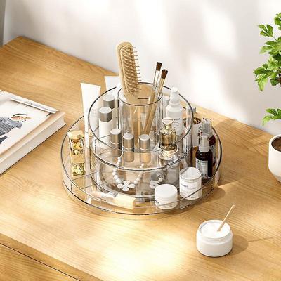 Aijada Rotating Cosmetic Organizer for Vanity Table - Lipstick & Accessories Storage Box