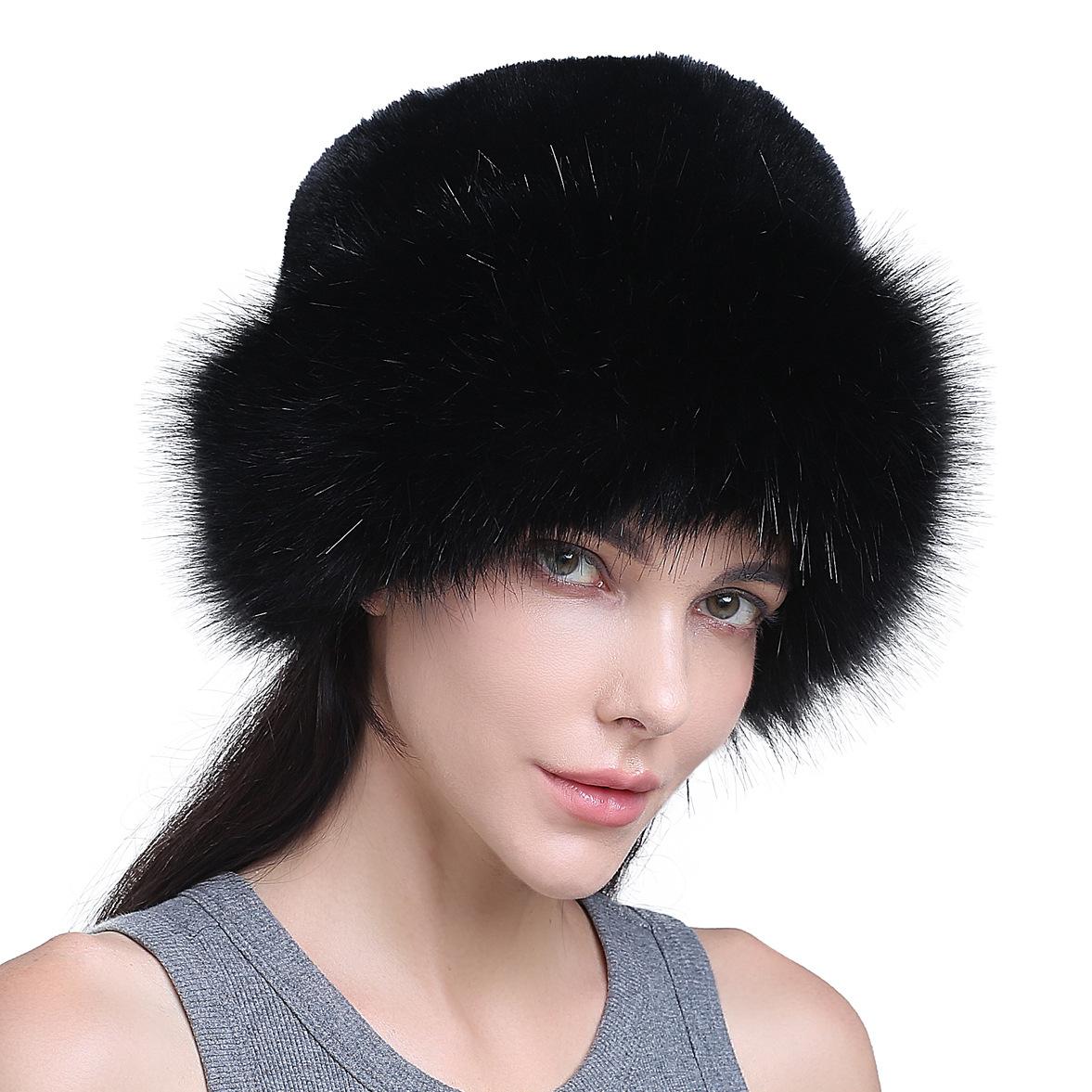 Экологичная шапка-таз из лисьего меха, осенне-зимняя, теплая, морозостойкая, из искусственной кожи, соломенная шляпа