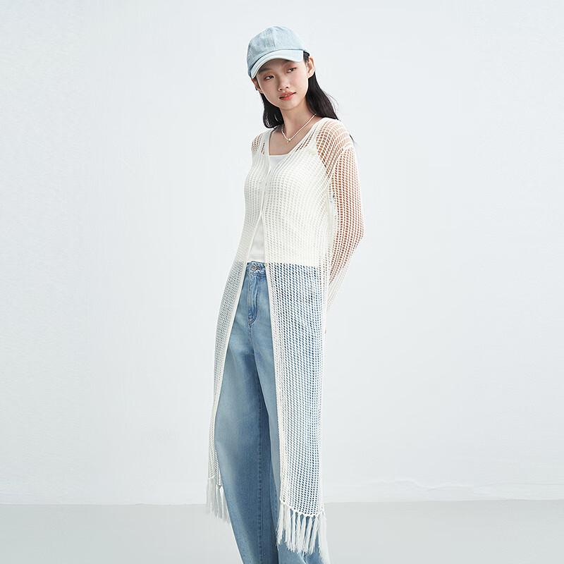 Ledin Long Knit Cardigan with Tassel & Open Weave