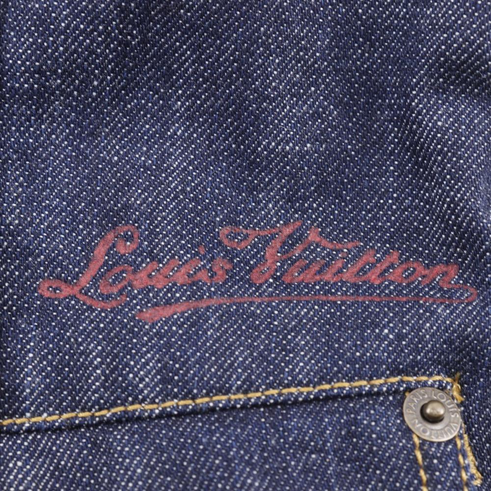 Louis Vuitton B Louis Vuitton Jeansjacke Logo Knopf Monogramm Vintage Baumwolle/Polyurethan Damen Gebraucht