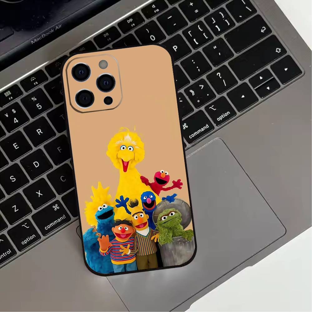 Sesame S-Street Cookie Elmo  Phone Case For iPhone 17,16,15,14,13,12,11 Plus,Pro Max,XS,Soft Silicone Black Cover
