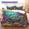Colorful Sea Turtle Pattern Bedding Set Quilt Cover Pillowcase Home Decor Gift (1 * Duvet Cover + 2 * Pillowcase, Without Core)
