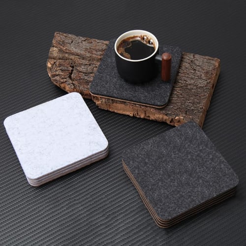 Absorbent Felt Coasters & Dining Mats - Durable Multi-Use Cup Mats, 10*10*0.5cm, 4 Pieces (Black, Round)