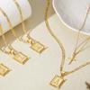 Gold Layered Initial Cross Necklace, 14K Gold Plated Layering Square Letter Pendant Figaro Chain Cross Choker From A-Z Capital Jewelry for Women Girls