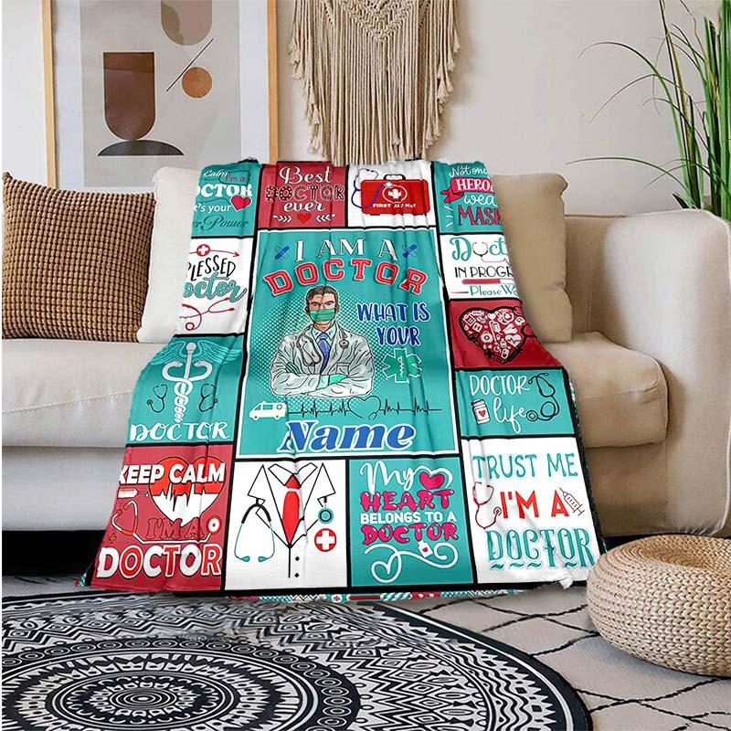Doctor Customize Your Name Blanket Used For Chair Office Sofa Bed Camping Soft And Warm Giving Friends And Relatives Birthday Graduation Gift