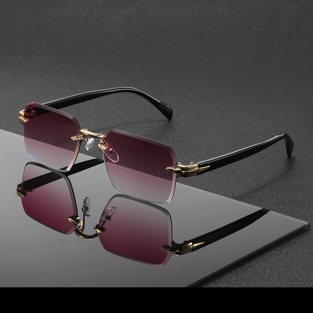 

Metal Rimless Sunglasses with Metal Hinges, High-quality Sunscreen Glasses for Men and Women, Cut-edge Sunglasses Metal hinge