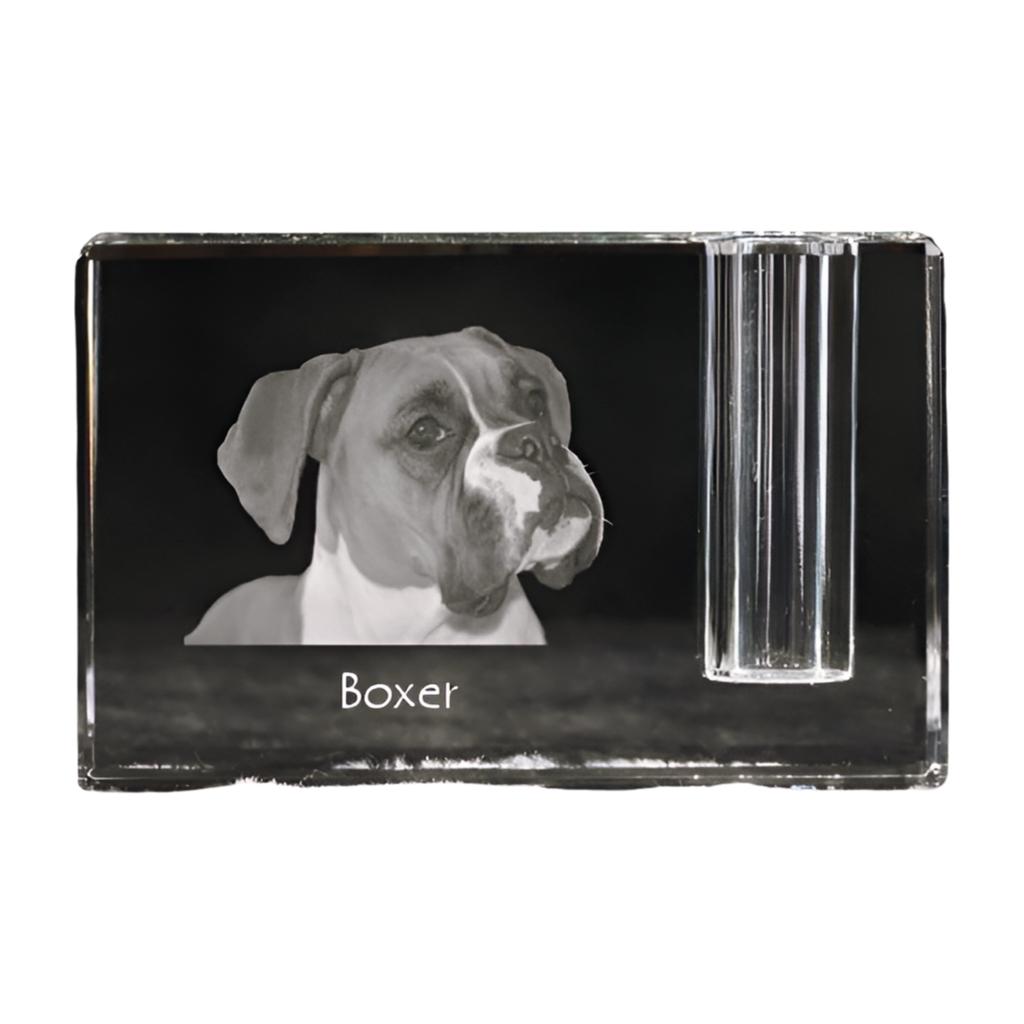 Boxer, German Boxer I – Pen stand, crystal organiser with dog photo | Art-Dog