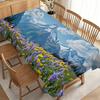 Party Tablecloth/Table Cover: Lush Alpine Meadow Tablecloth with Purple Muscari and Yellow Daisies, Durable, No Electricity Needed, Perfect for Dining