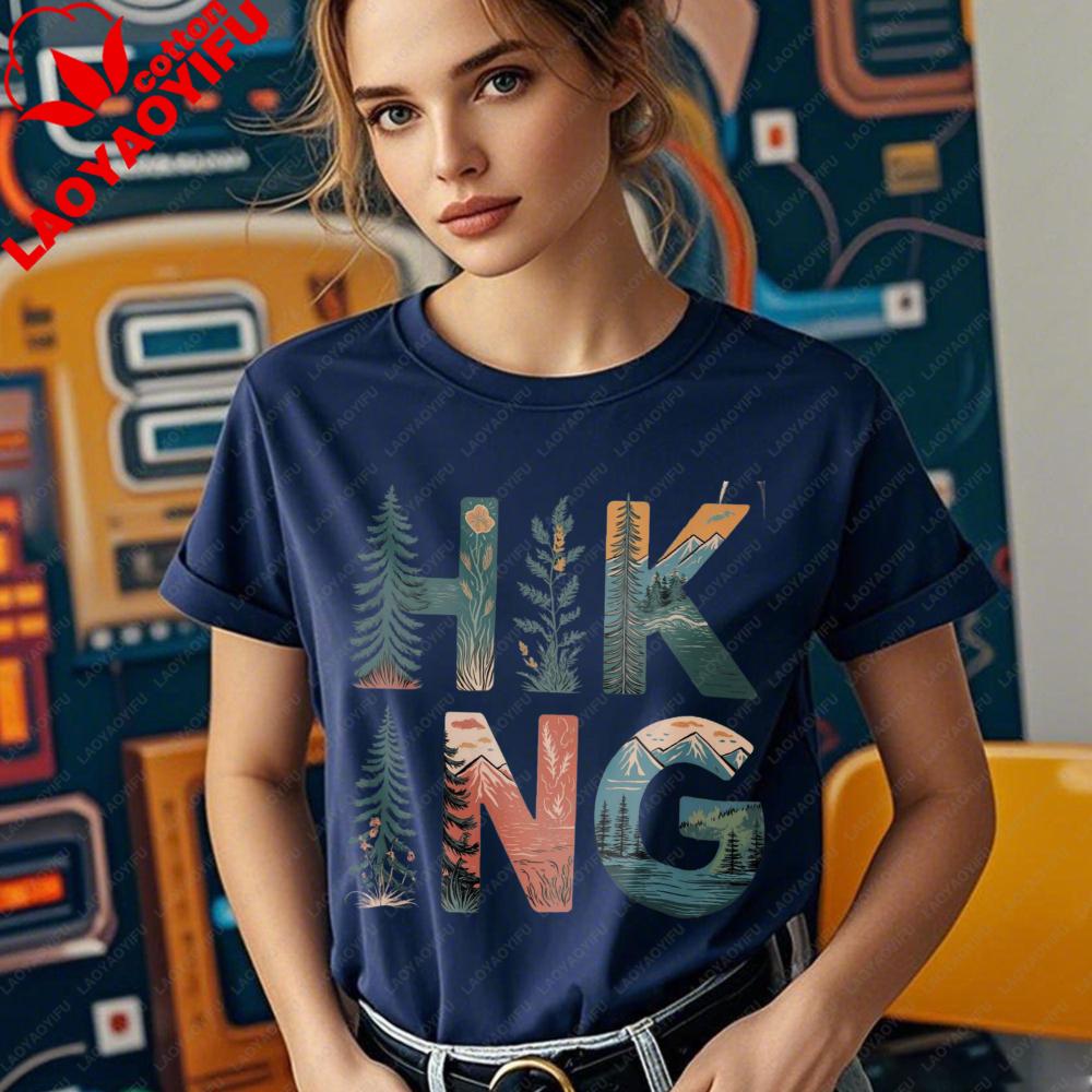 Hiking TShirt Creative Design Retro Nature Shirt Outdoorsy Hiker TShirt Camping Graphic Tee Trendy Hiking Women Casual Apparel