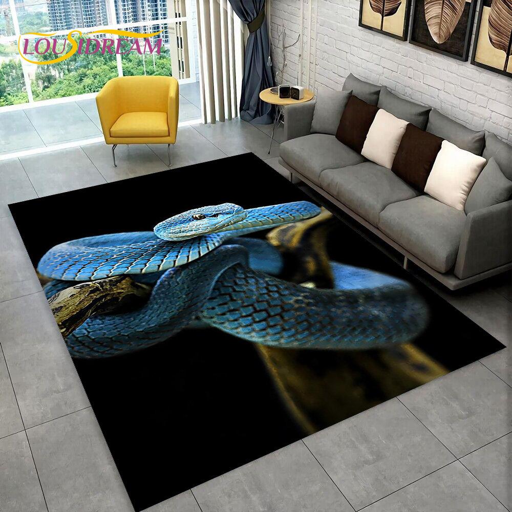 3D Gothic Horrible Snake Serpent Area Rug,Carpet for Home Living Room Bedroom Sofa Doormat Kitchen Decor,kids Non-slip Floor Mat