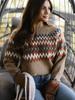 2025 Herbst/Winter Damen Warmer Pullover mit Farbblock-Print - Europäischer & Amerikanischer Modetrend