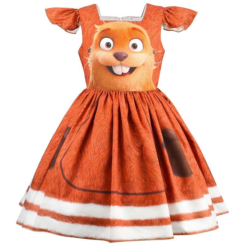 

Kids Girls Cartoon Anime Hoppers Dress Birthday Party Halloween Cosplay Costumes 100cm коричневый