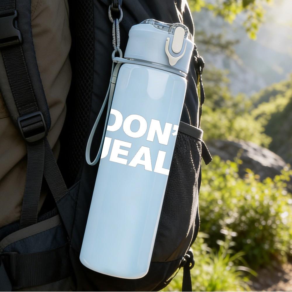 1PC Don't Be Jealous Faded Text 750ml Color Plastic Sports Water Bottle Leakproof Flip Straw Lid Suitable for Sports Office Home Use