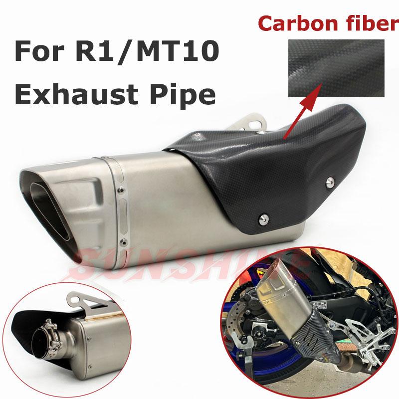 For R1 MT10 MT-10 Motorcycle Exhaust Muffler Motocross Tips Mid Pipe Carbon Fiber Racing Slip on Escape Moto Systems Connect