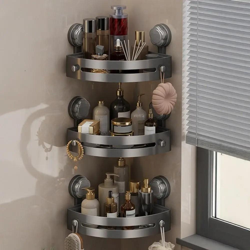 Suction Cup Storage Organizer Wall Mounted Wall Corner Shelf Corner Shelf Organizer  Toilet Area
