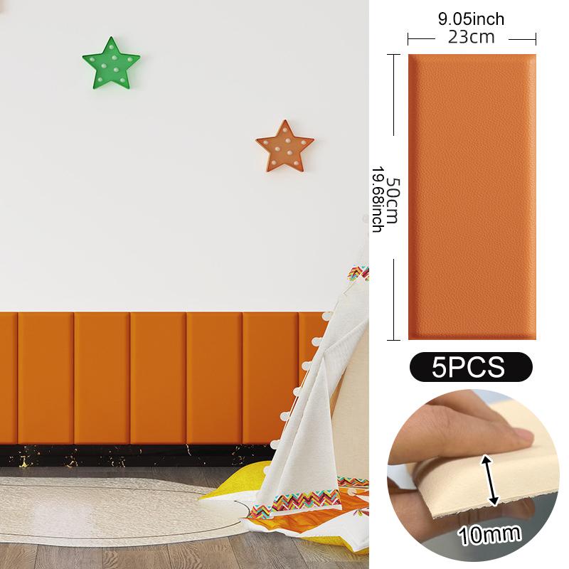 5PCS/SET 3D Wall Stickers Kids Anti-collision Leather Wall Panels Wallpaper Self-adhesive Soft Bag Peel and Stick Headboard Deco