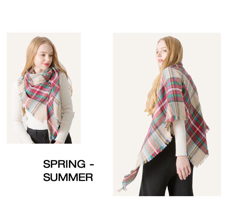 Sciarpa a scialle triangolare a quadri in finto cachemire stile europeo americano - Scaldacollo alla moda versatile per primavera, autunno, inverno