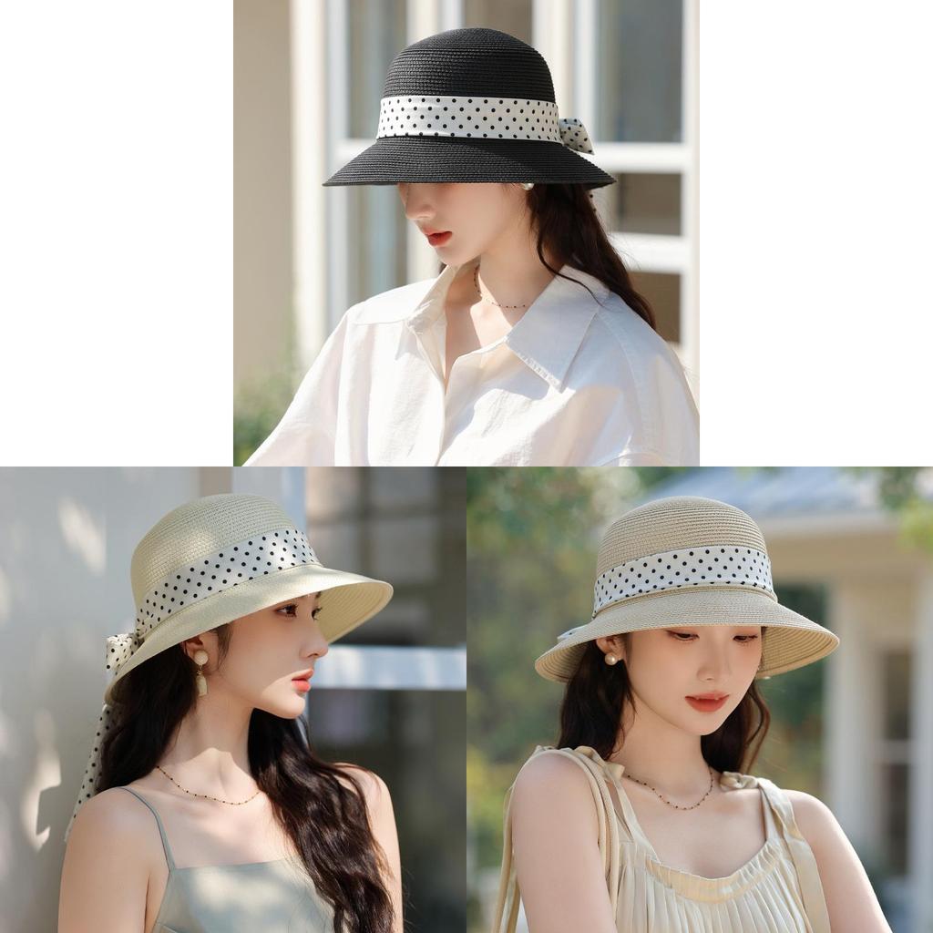 Summer Raffia Sun Hat With Adjustable Ribbon And Wide Brim For Womens Sun Protection