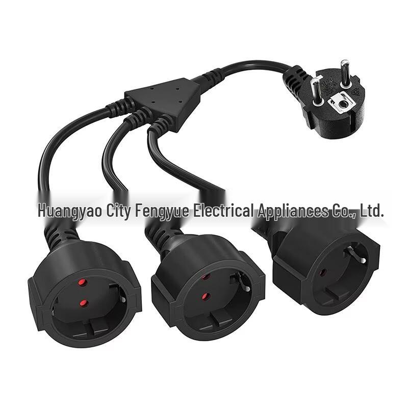 EU Standard 3-in-1 Extension Cord, 1.5m, 0.34 sq mm, Euro Plug Adapter.