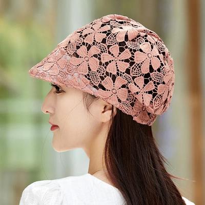 Summer Thin Hollow Hook Flower Hat Elegant Ladies Casual Peaked Cap Fashion All-match Simple Outdoor Street Sweet Baseball Caps