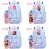 2Pcs/set Christmas K-pop Printed Backpack with 750Ml Water Bottler Large Capacity Travel Bag for Teenager Girl Boy Bookbag Kid Gift Large Capacity Bag