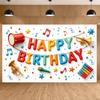 Birthday Banner Playful  Party Banner Birthday Display Musical Instrument Pattern Banner For Party Decoration Birthday