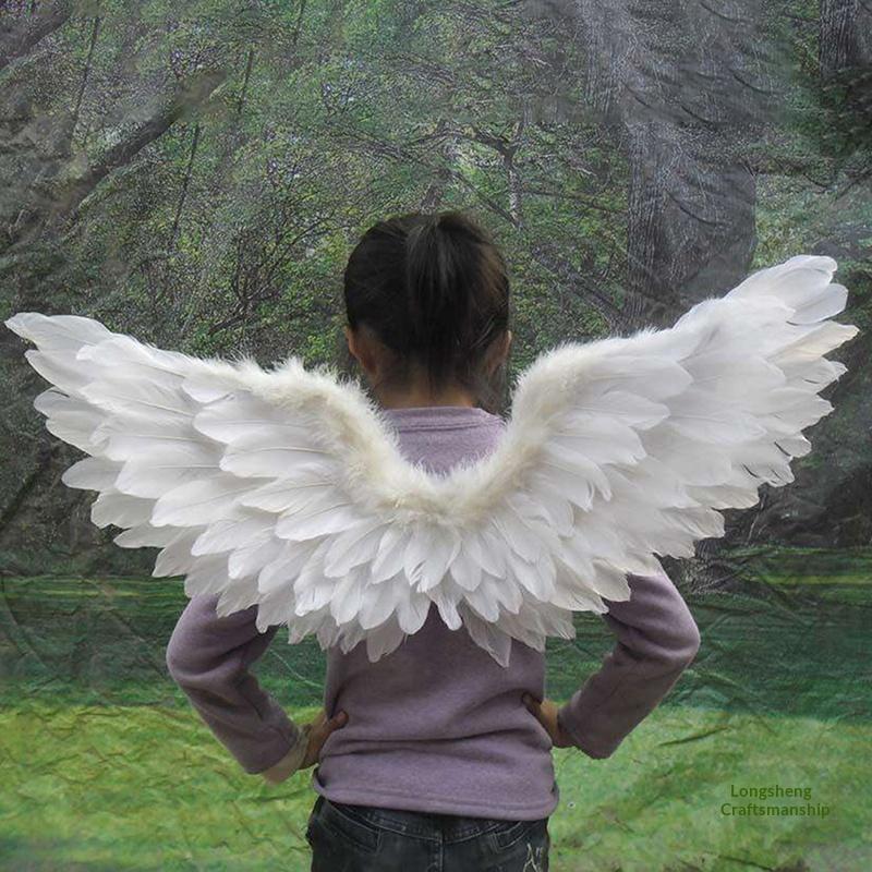 White Swallow Angel Feather Wings Adjustable Elastic Strap Kid Costume Party Supplies for Holiday Decor