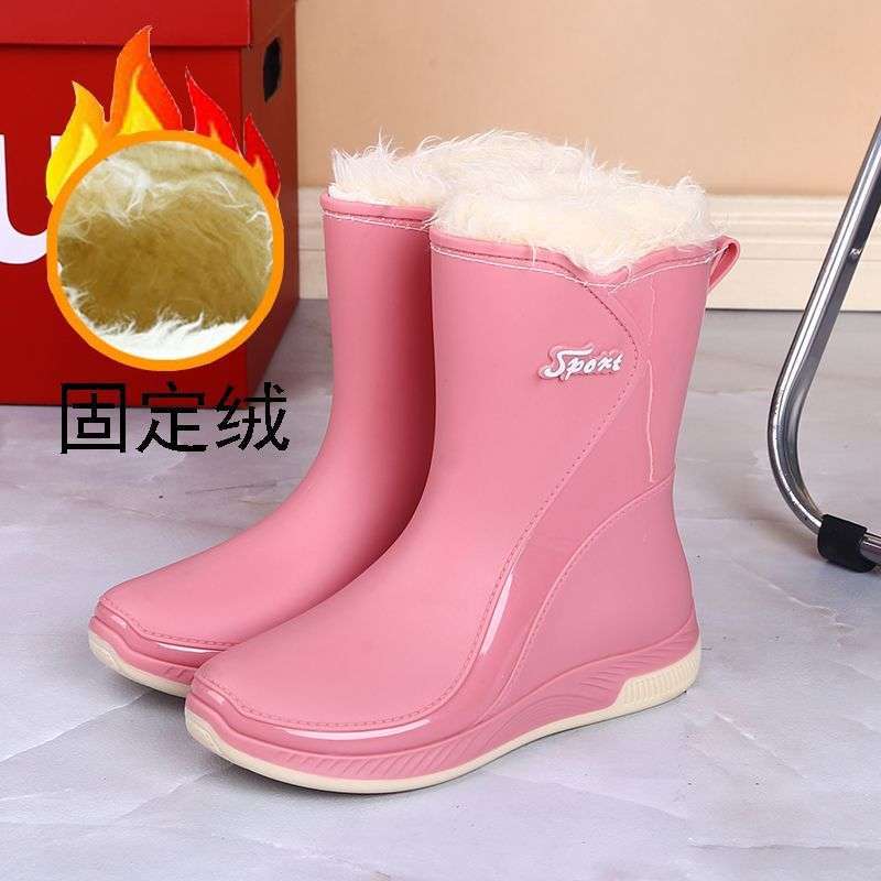 2025 New Rain Shoes Women's Fashion Wear Non-slip Foreign Style Medium and High Tube Water Shoes Adult Soft-soled Long Rain Boots